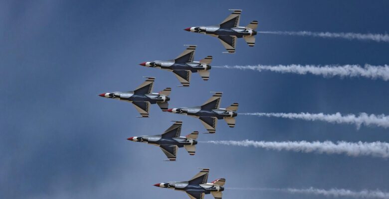 a group of fighter jets flying in formation