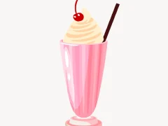 Strawberry milkshake sticker, drinks illustration