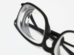 black framed eyeglasses