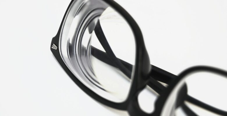 black framed eyeglasses
