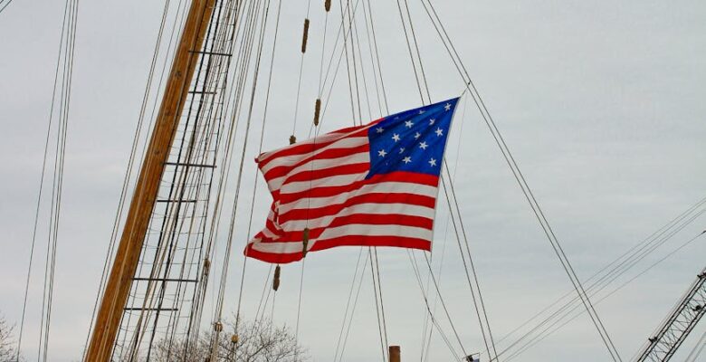 historic ship with american flag in annapolis harbor