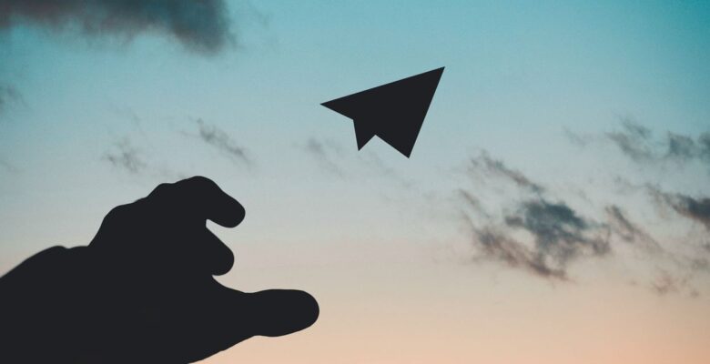 silhouette photo of man throw paper plane