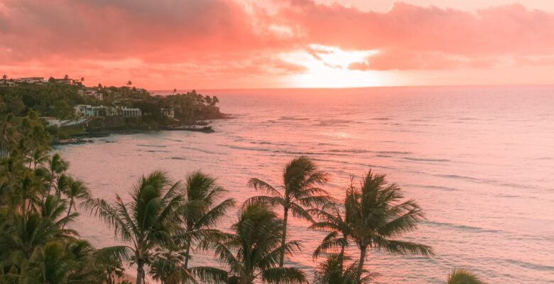 a beautiful paradise during evening sky